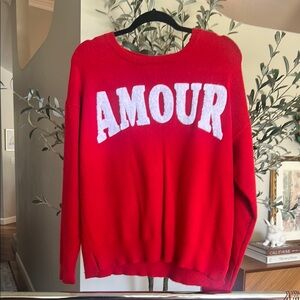 Vibrant Red 'Amour' Crew Neck Sweater